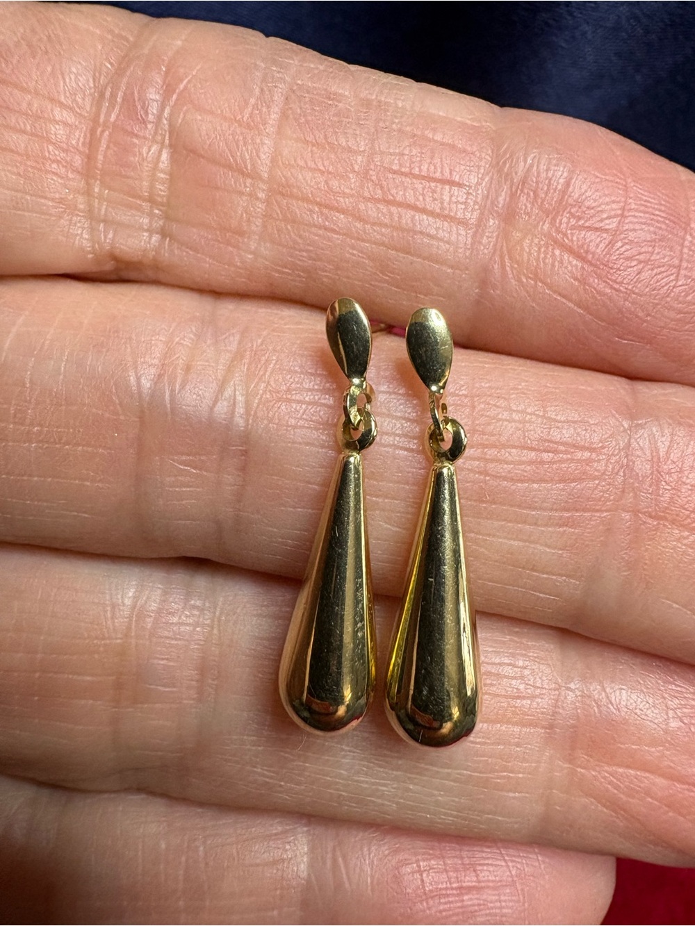 Earrings Solid 14K Gold Teardrop Drop Dangle Post - Picture 4 of 5